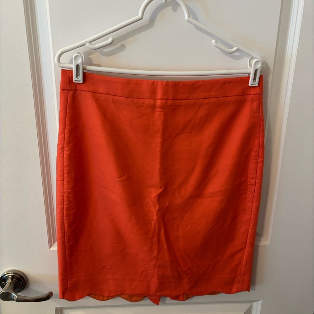 J. Crew Orange Pencil Skirt Knee-Length Casual